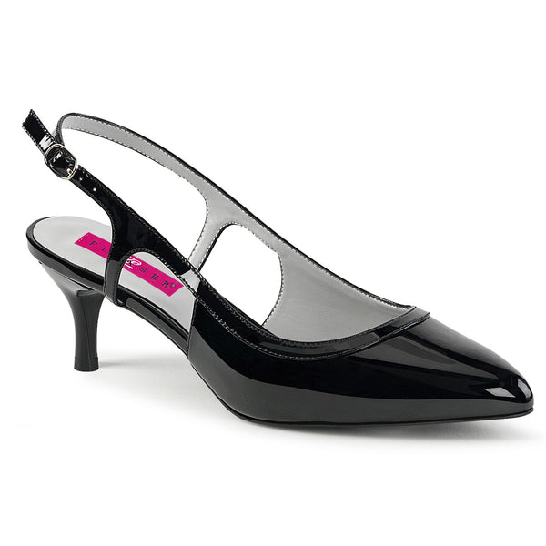 2 1/2" Heel Slingback Pump Blk Pat Pleaser Pink Label KITTEN/02