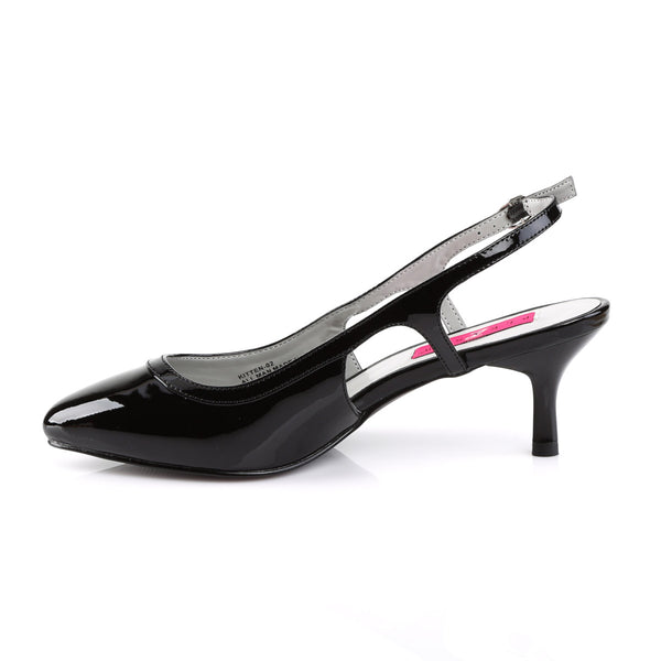 2 1/2" Heel Slingback Pump Blk Pat Pleaser Pink Label KITTEN/02