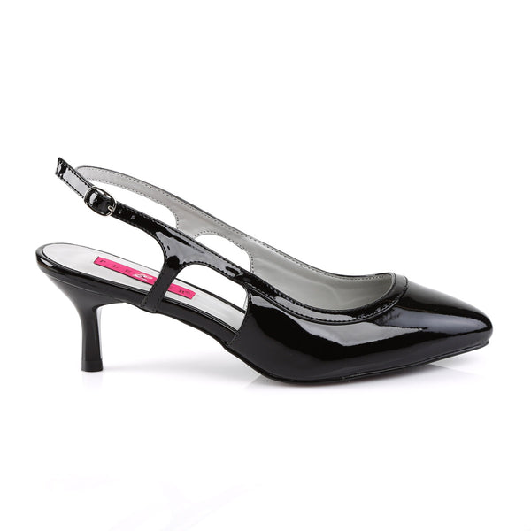 2 1/2" Heel Slingback Pump Blk Pat Pleaser Pink Label KITTEN/02