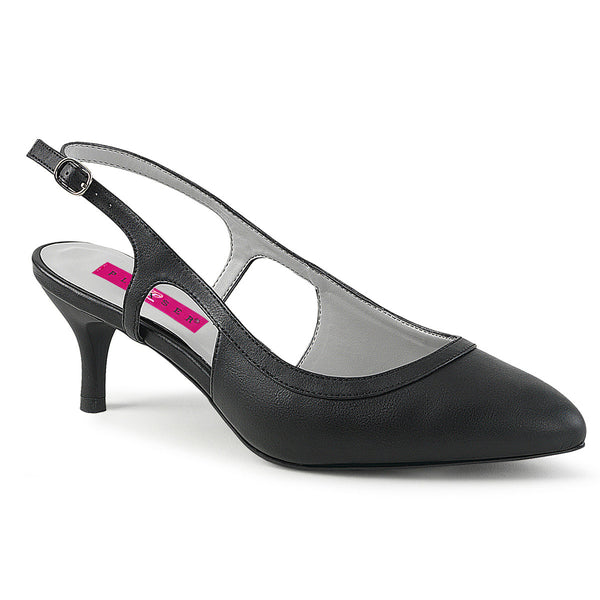 2 1/2" Heel Slingback Pump Blk Faux Leather Pleaser Pink Label KITTEN/02