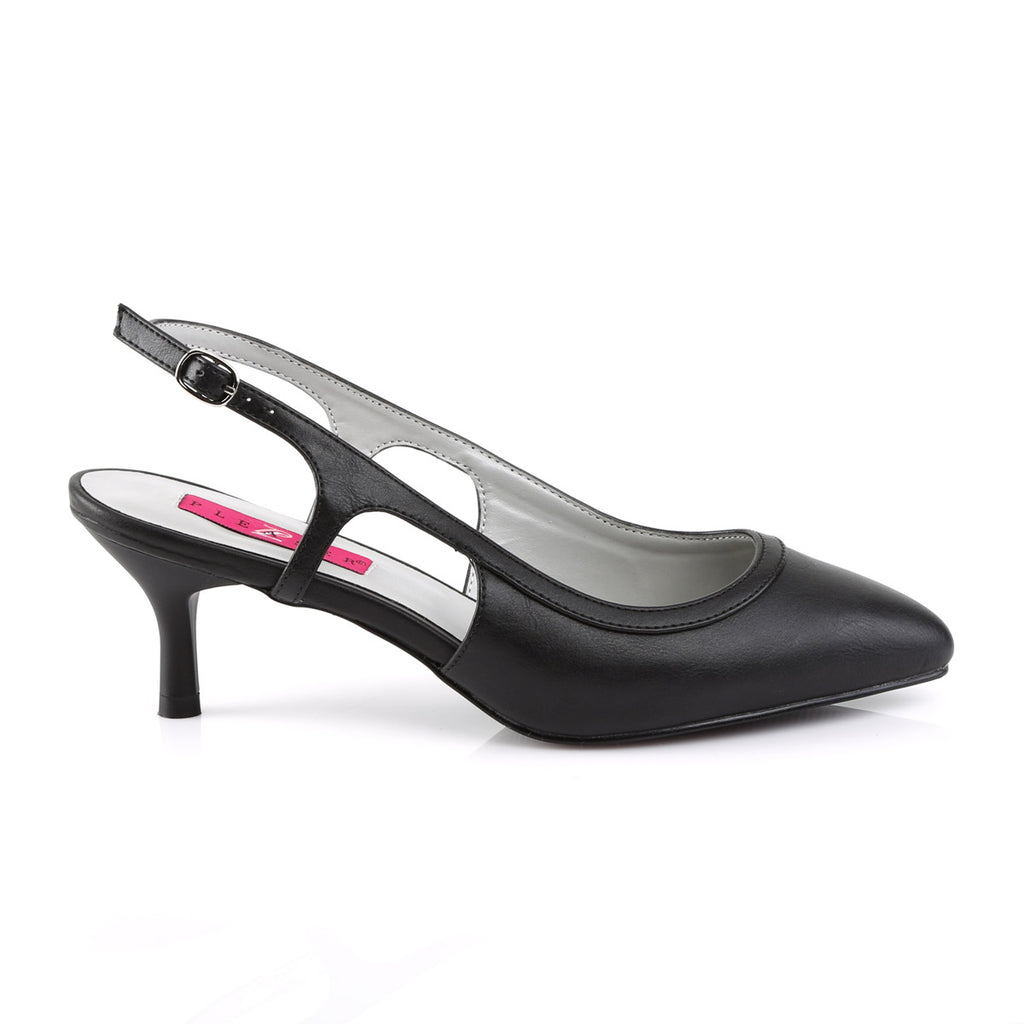 2 1/2" Heel Slingback Pump Blk Faux Leather Pleaser Pink Label KITTEN/02