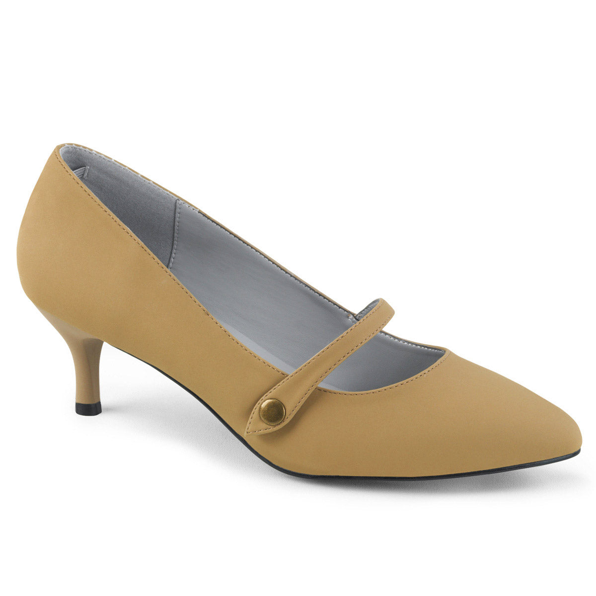 2 1/2" Kitten Heel Mary Jane Pump Taupe Nubuck Pleaser Pink Label KITTEN/03