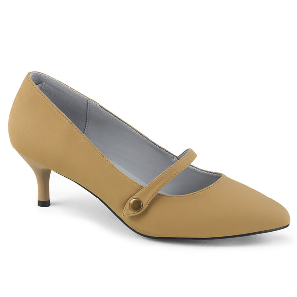 2 1/2" Kitten Heel Mary Jane Pump Taupe Nubuck Pleaser Pink Label KITTEN/03