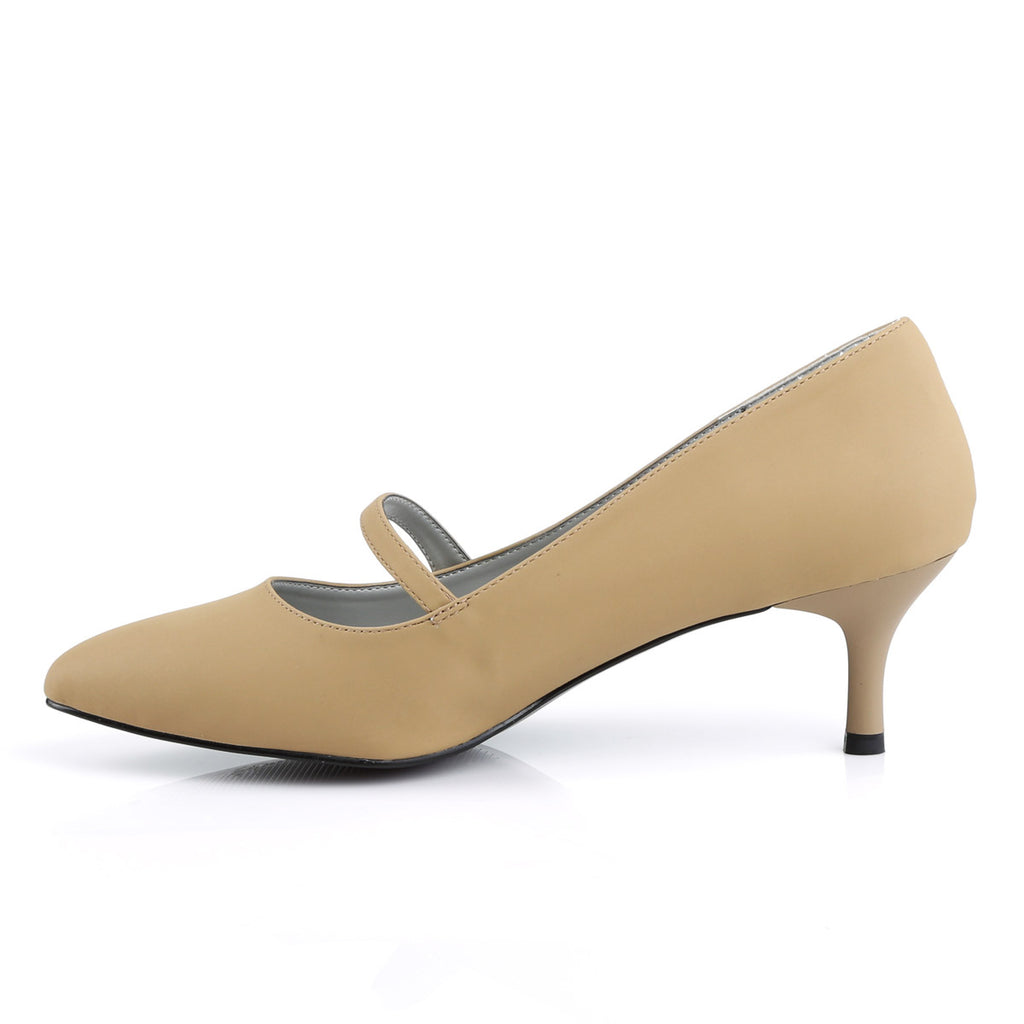 2 1/2" Kitten Heel Mary Jane Pump Taupe Nubuck Pleaser Pink Label KITTEN/03