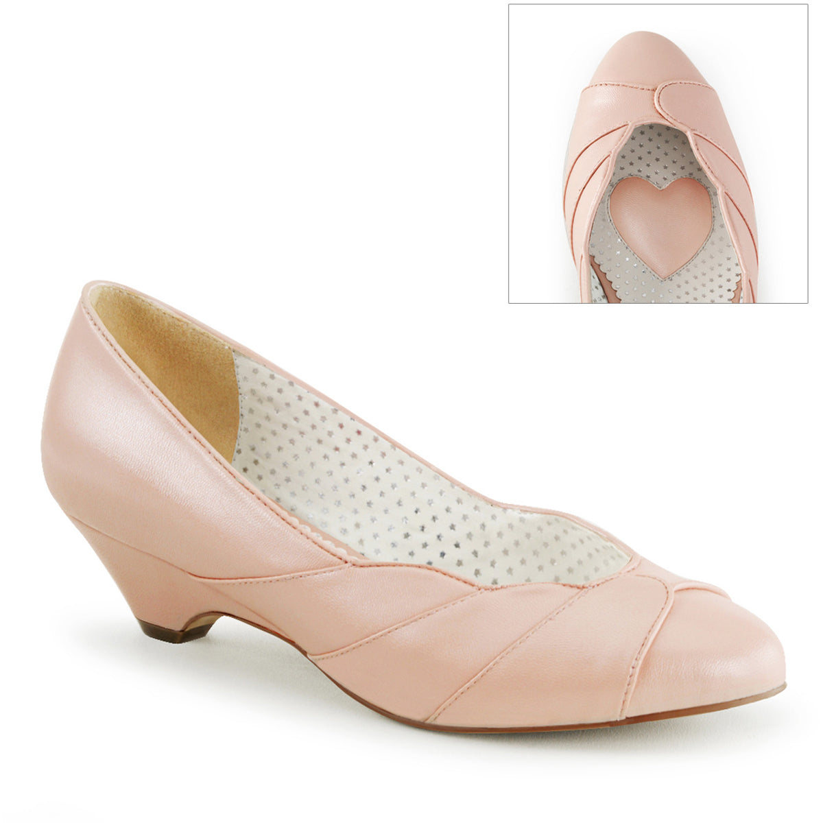 1 1/2" Kitten Wedge Pump B. Pink Faux Leather Pleaser Pin Up Couture LULU/05 Main image