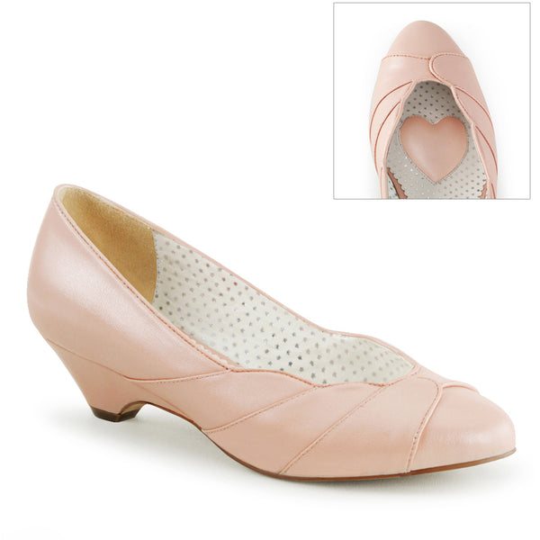 1 1/2" Kitten Wedge Pump B. Pink Faux Leather Pleaser Pin Up Couture LULU/05