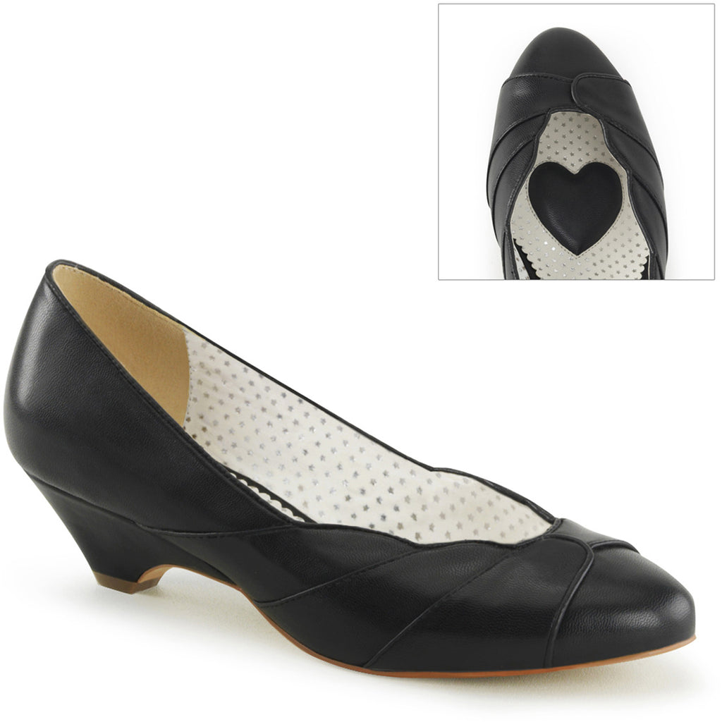 1 1/2" Kitten Wedge Pump Black Faux Leather Pleaser Pin Up Couture LULU/05