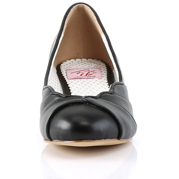 1 1/2" Kitten Wedge Pump Black Faux Leather Pleaser Pin Up Couture LULU/05
