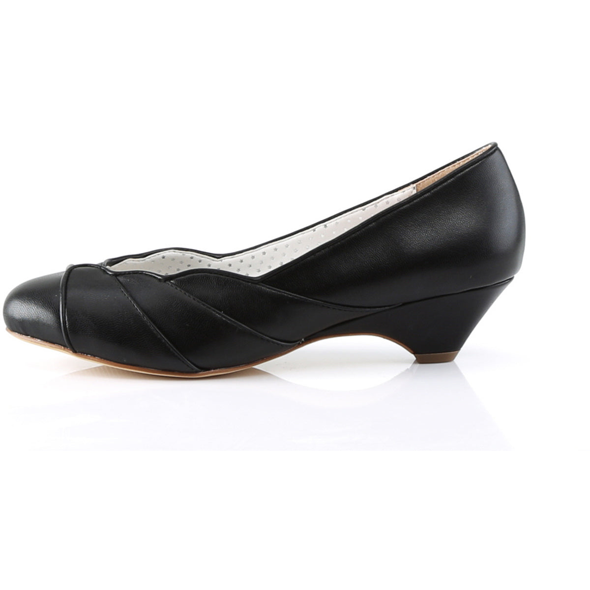 1 1/2" Kitten Wedge Pump Black Faux Leather Pleaser Pin Up Couture LULU/05