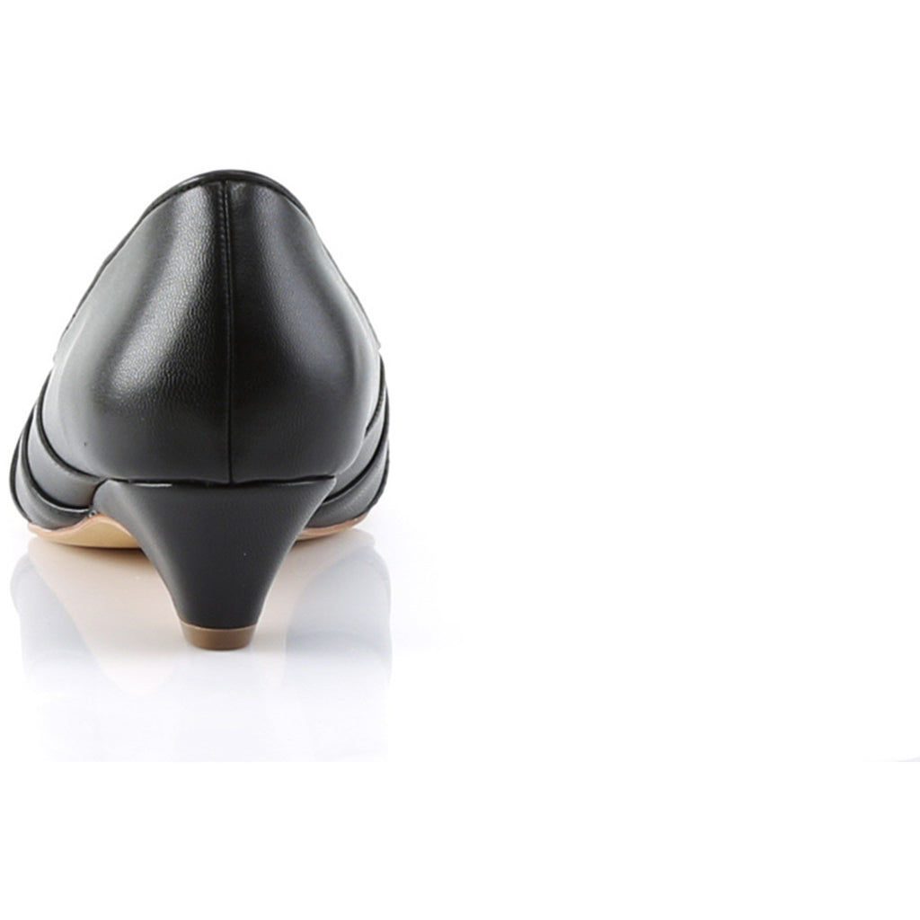 1 1/2" Kitten Wedge Pump Black Faux Leather Pleaser Pin Up Couture LULU/05