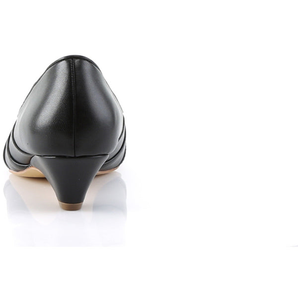 1 1/2" Kitten Wedge Pump Black Faux Leather Pleaser Pin Up Couture LULU/05