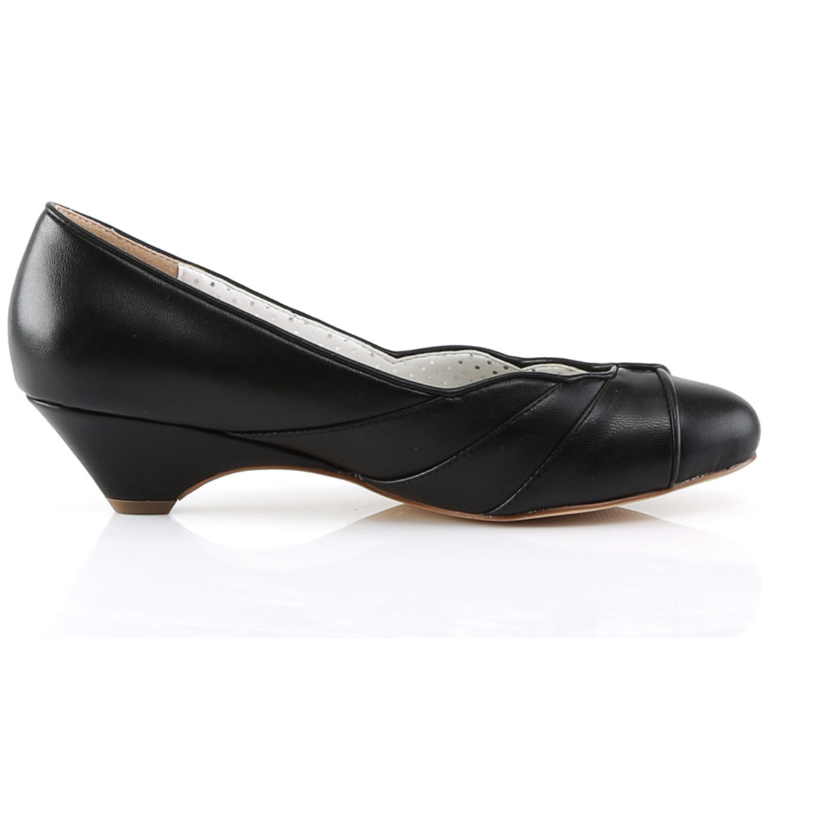 1 1/2" Kitten Wedge Pump Black Faux Leather Pleaser Pin Up Couture LULU/05