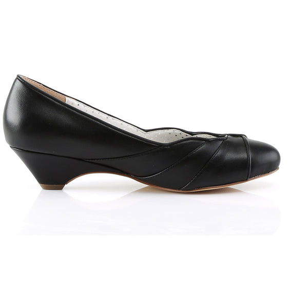 1 1/2" Kitten Wedge Pump Black Faux Leather Pleaser Pin Up Couture LULU/05
