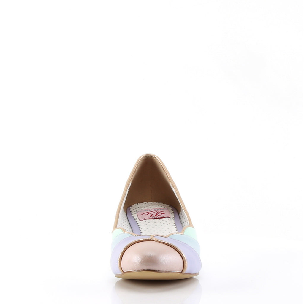 1 1/2" Kitten Wedge Pump Whit-Mint Multi Faux Leather Pleaser Pin Up Couture LULU/05