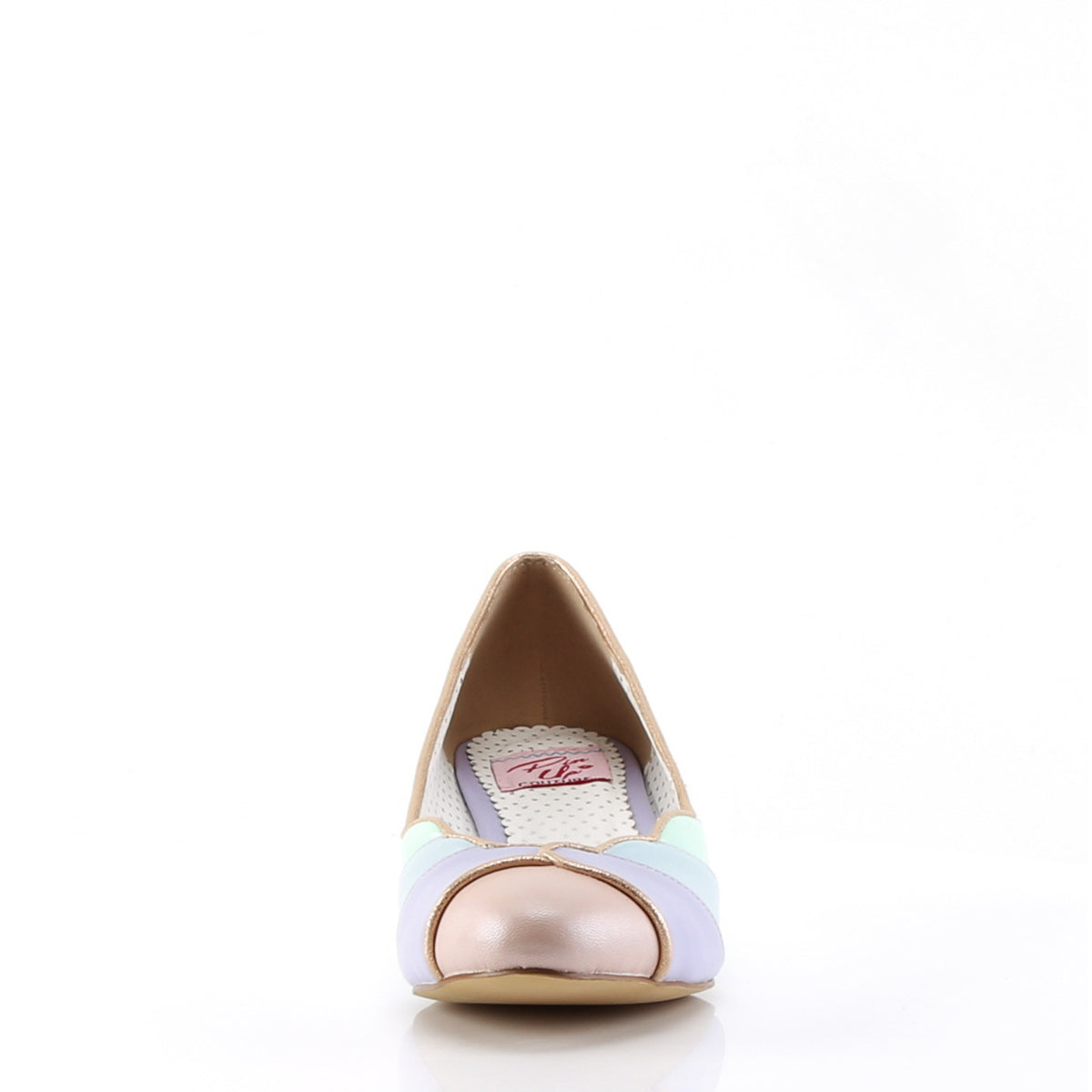 1 1/2" Kitten Wedge Pump Whit-Mint Multi Faux Leather Pleaser Pin Up Couture LULU/05