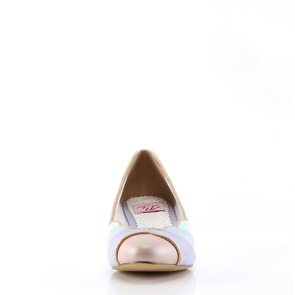 1 1/2" Kitten Wedge Pump Whit-Mint Multi Faux Leather Pleaser Pin Up Couture LULU/05