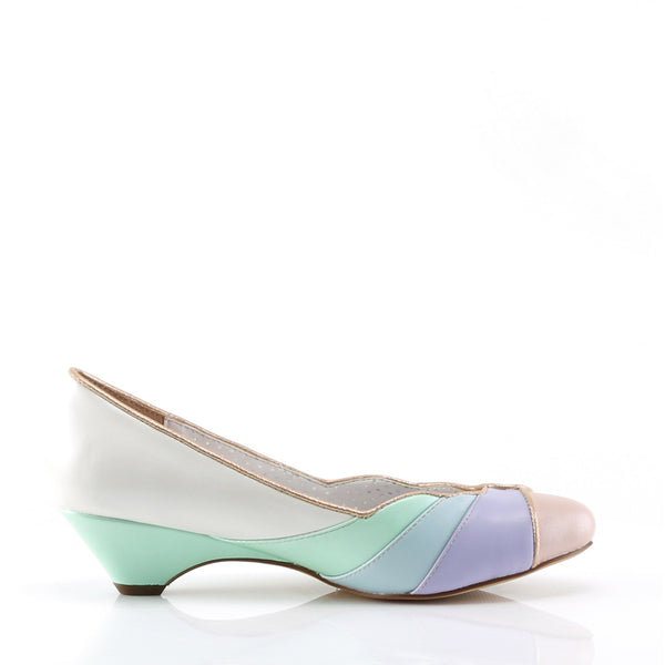 1 1/2" Kitten Wedge Pump Whit-Mint Multi Faux Leather Pleaser Pin Up Couture LULU/05