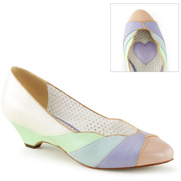 1 1/2" Kitten Wedge Pump Whit-Mint Multi Faux Leather Pleaser Pin Up Couture LULU/05