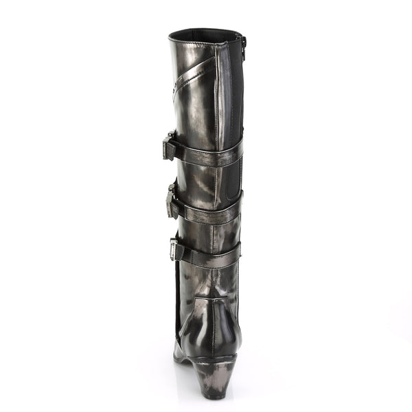 2 1/2" Block Heel Knee High Boot W/ Buckle Strap, Side Zip Pleaser Funtasma MAIDEN/8820