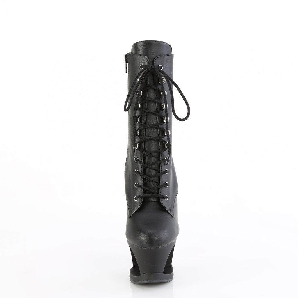 7" Heel, 2 3/4" Cut-Out Pf Lace-Up Ankle Boot, Side Zip Pleaser Pleaser MOON/1020SK