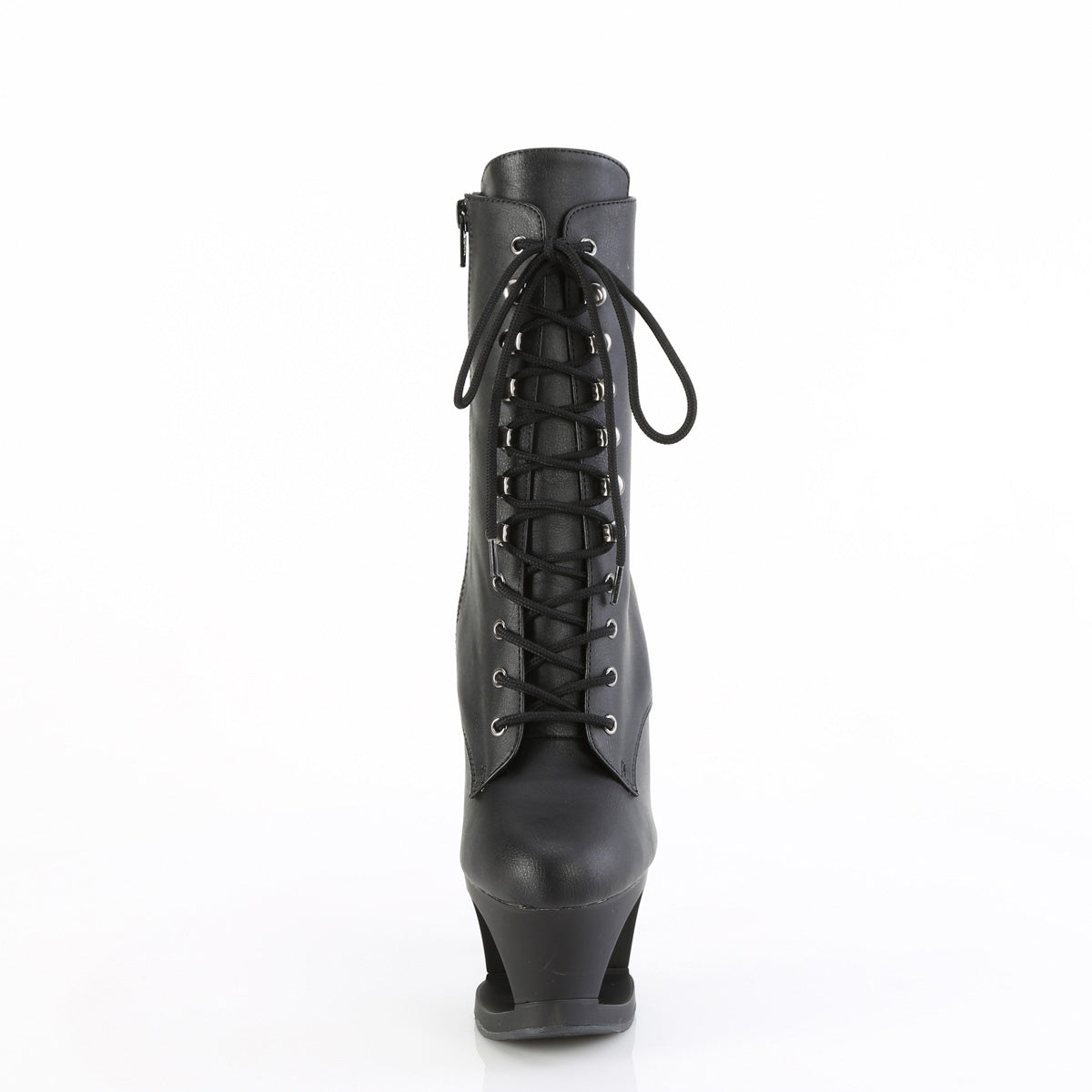 7" Heel, 2 3/4" Cut-Out Pf Lace-Up Ankle Boot, Side Zip Pleaser Pleaser MOON/1020SK