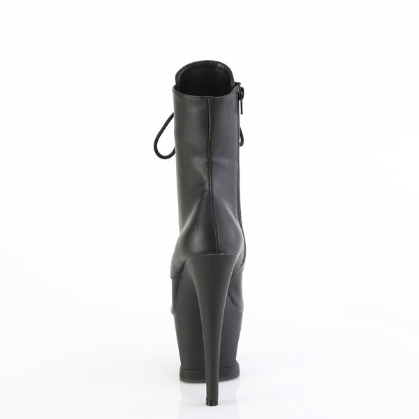 7" Heel, 2 3/4" Cut-Out Pf Lace-Up Ankle Boot, Side Zip Pleaser Pleaser MOON/1020SK