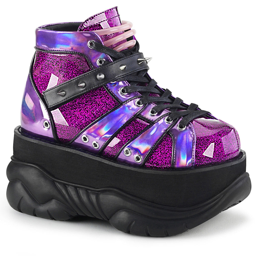 3" PF Lace-Up Ankle Bootie w/ Hook N' Loop Strap Pleaser Demonia NEPTUNE/100