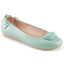Round Toe Foldable Flats W/ Geometric Adornment Aqua Faux Leather Pleaser Pin Up Couture OLIVE/08