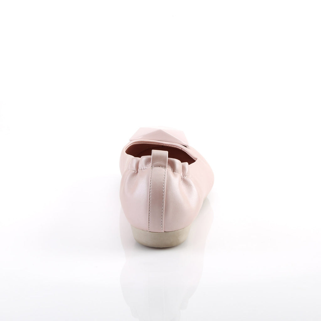 Round Toe Foldable Flats W/ Geometric Adornment B. Pink Faux Leather Pleaser Pin Up Couture OLIVE/08
