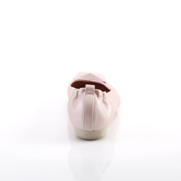 Round Toe Foldable Flats W/ Geometric Adornment B. Pink Faux Leather Pleaser Pin Up Couture OLIVE/08