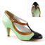 3" Heel T-Strap Pump Mint Multi Faux Leather Pleaser Pin Up Couture PEACH/03