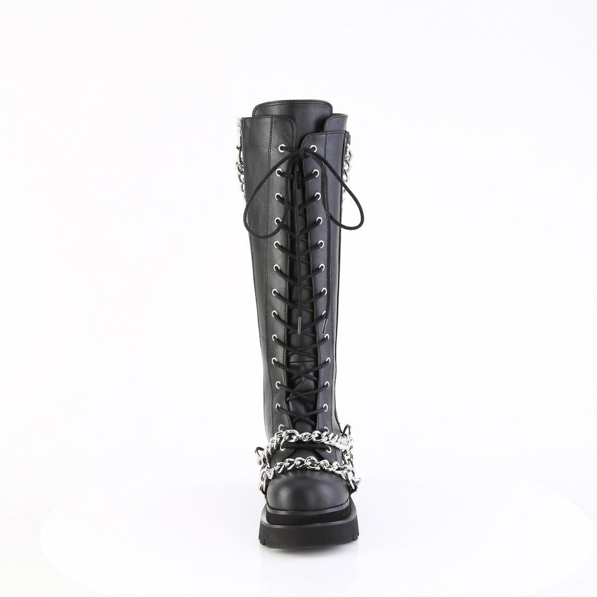 Demonia 2 1/2 Inch Platform Lace-Up Knee High Boots with Chains Secondary image