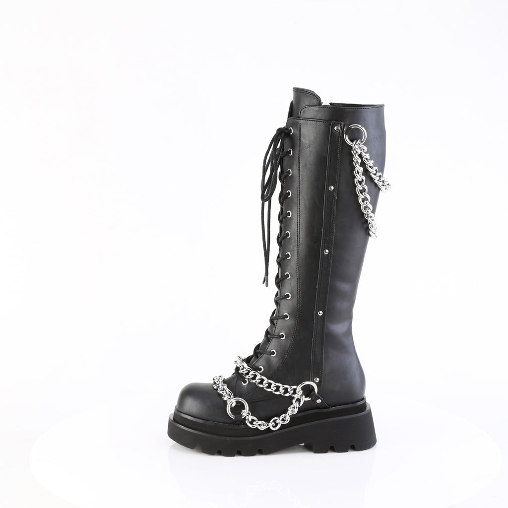2 1/2" Tiered Pf Lace-Up Knee High Boots, Inside Zip Pleaser Demonia RENEGADE/215