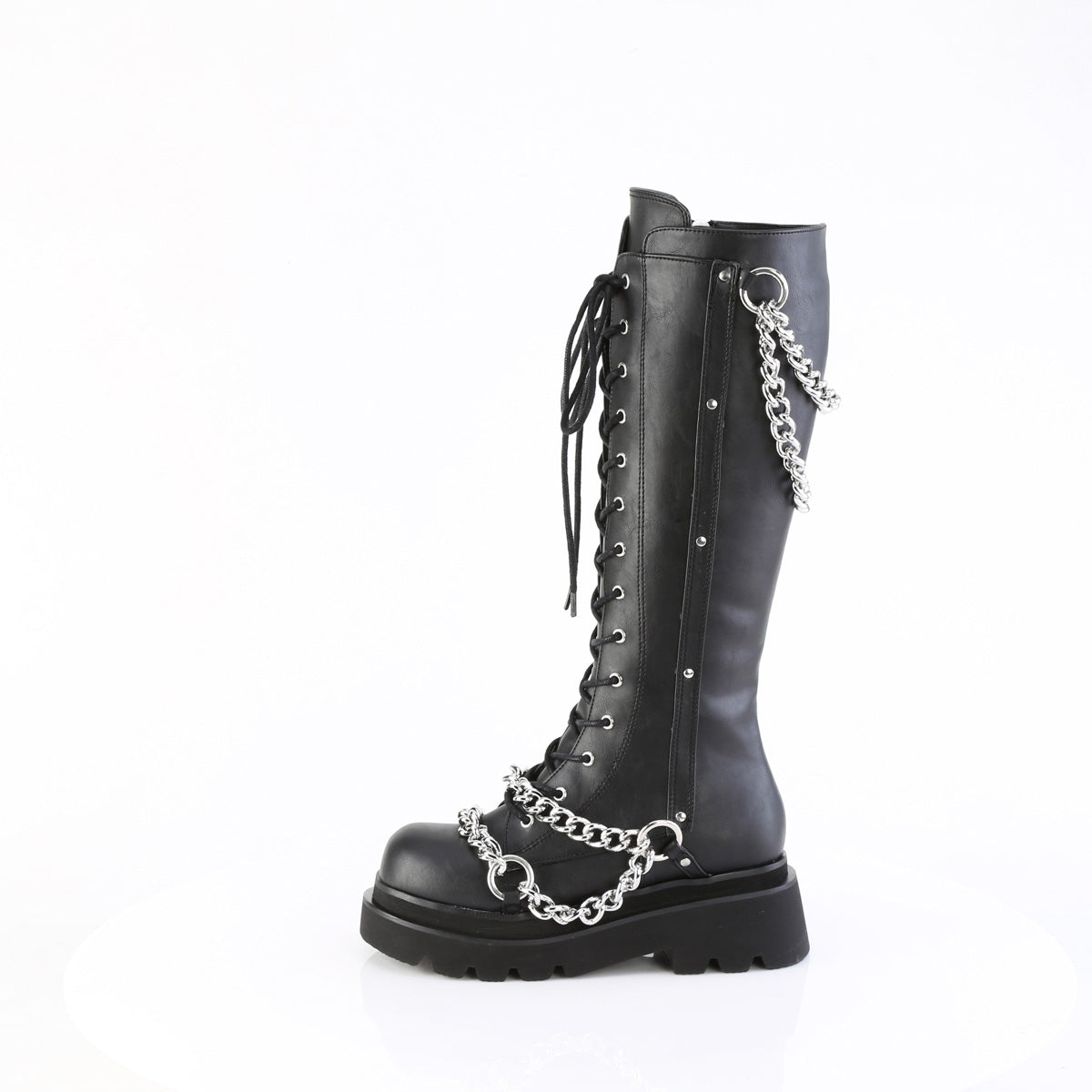 2 1/2" Tiered Pf Lace-Up Knee High Boots, Inside Zip Pleaser Demonia RENEGADE/215