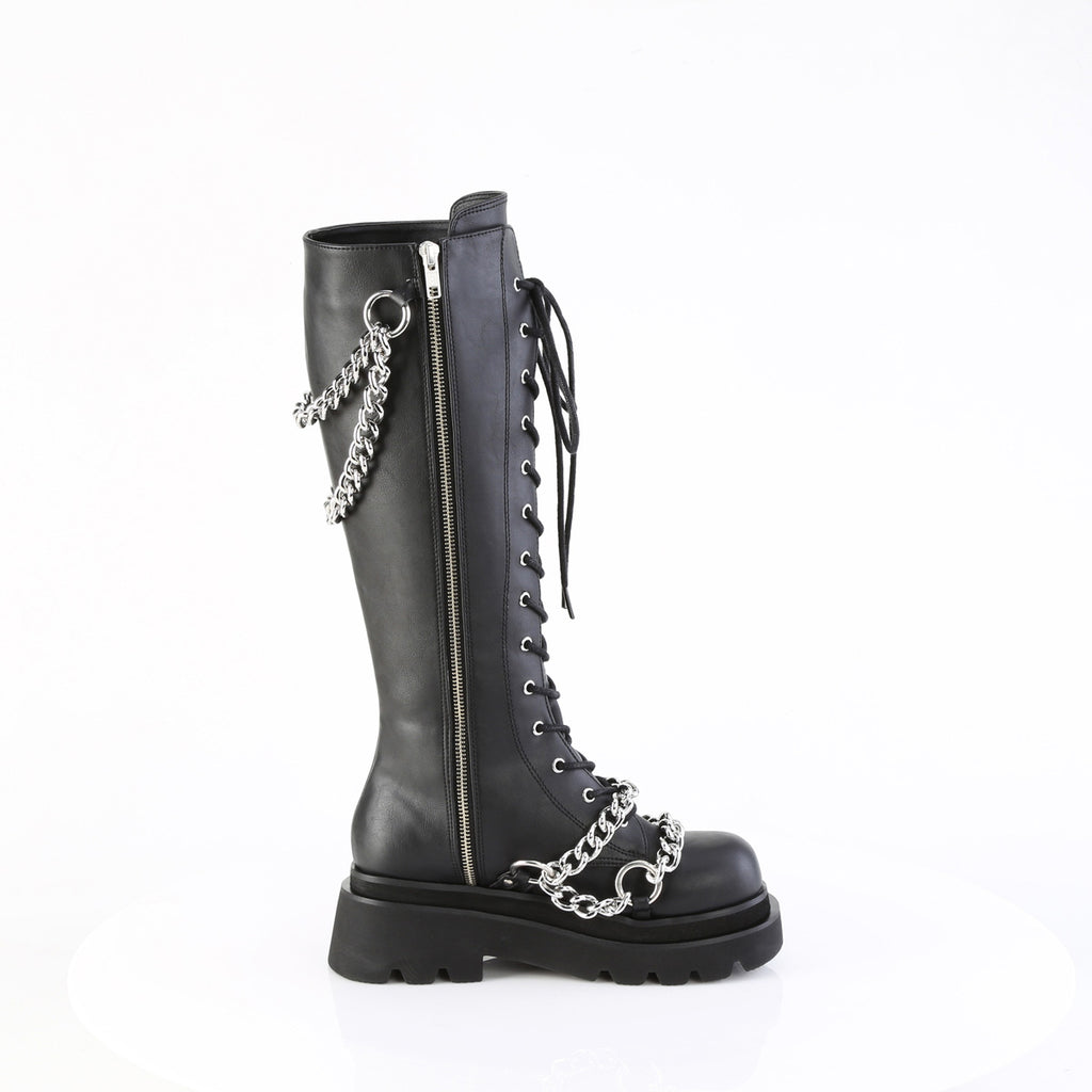 2 1/2" Tiered Pf Lace-Up Knee High Boots, Inside Zip Pleaser Demonia RENEGADE/215