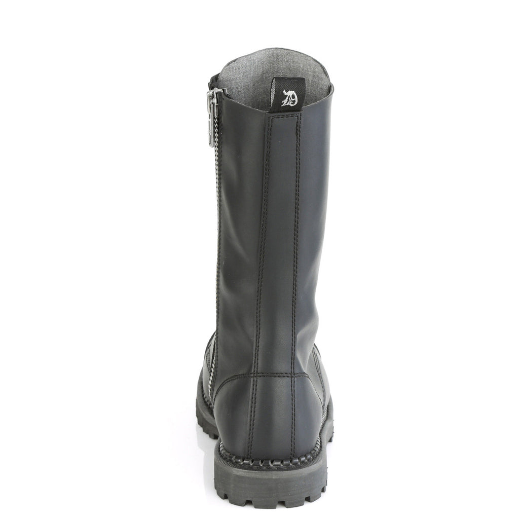 14 Eyelet Unisex Steel Toe Mid Calf Boot, Rubber Sole Pleaser Demonia RIOT/14