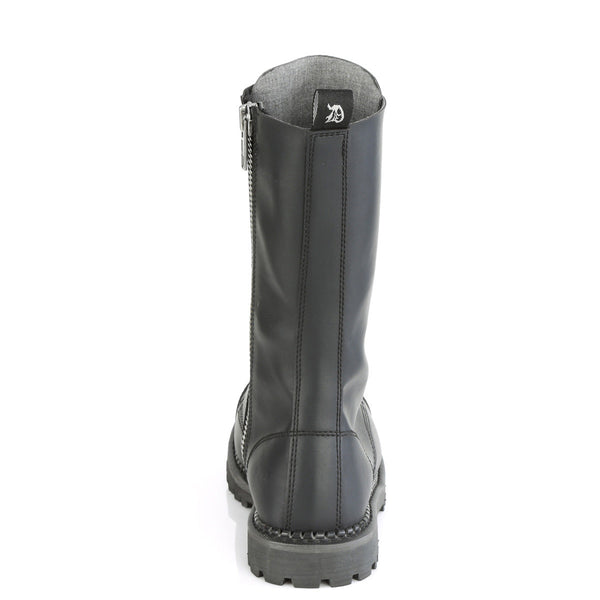 14 Eyelet Unisex Steel Toe Mid Calf Boot, Rubber Sole Pleaser Demonia RIOT/14