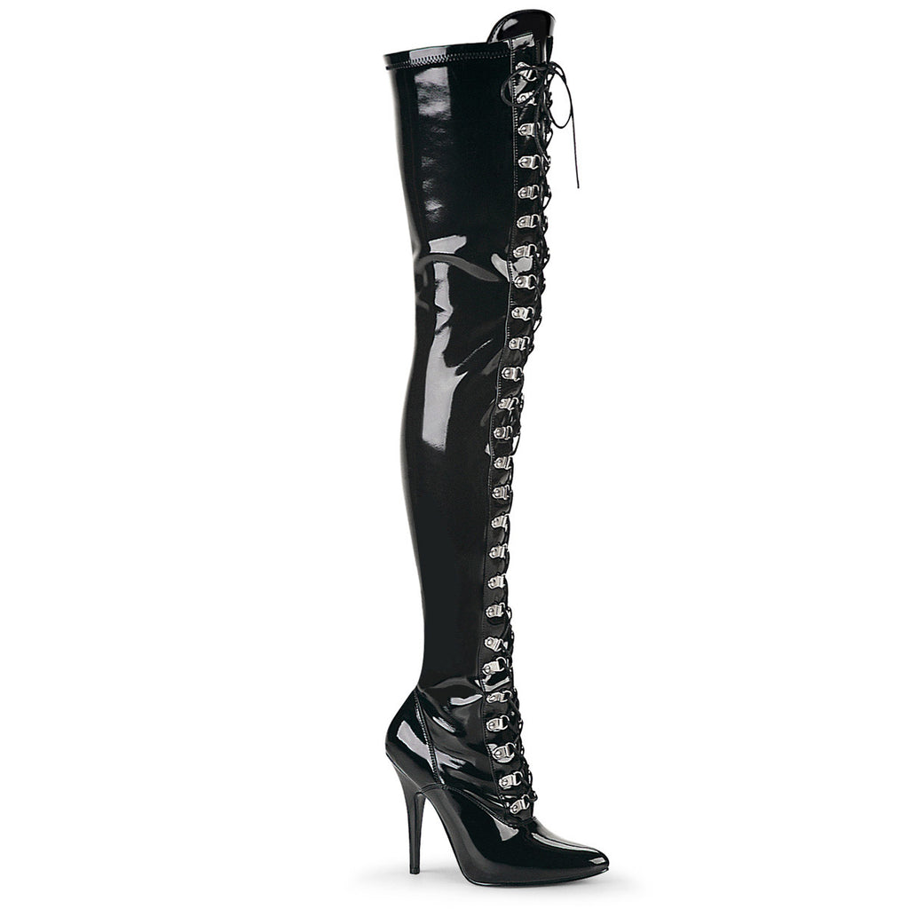 Dominatrix D-Ring Lace Zipper Thigh High Stiletto Heel Boots Shoes Pleaser Pleaser SEDUCE/3024