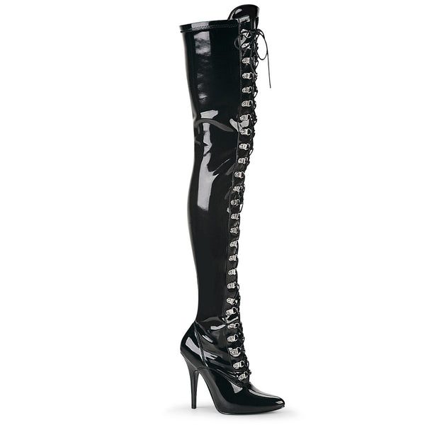 Dominatrix D-Ring Lace Zipper Thigh High Stiletto Heel Boots Shoes Pleaser Pleaser SEDUCE/3024