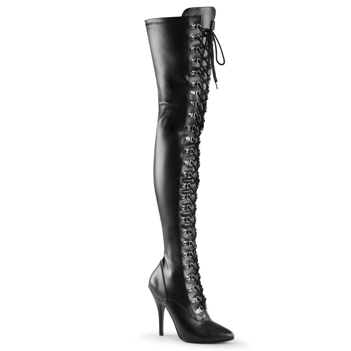 Dominatrix D-Ring Lace Zipper Thigh High Stiletto Heel Boots Shoes Secondary image