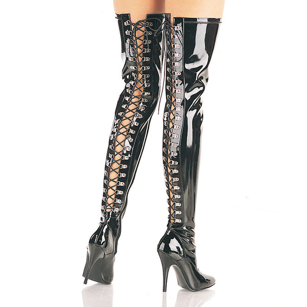 Corset Back Slit Lace Stretch Thigh High Stiletto Heel Boots Shoes Pleaser Pleaser SEDUCE/3063