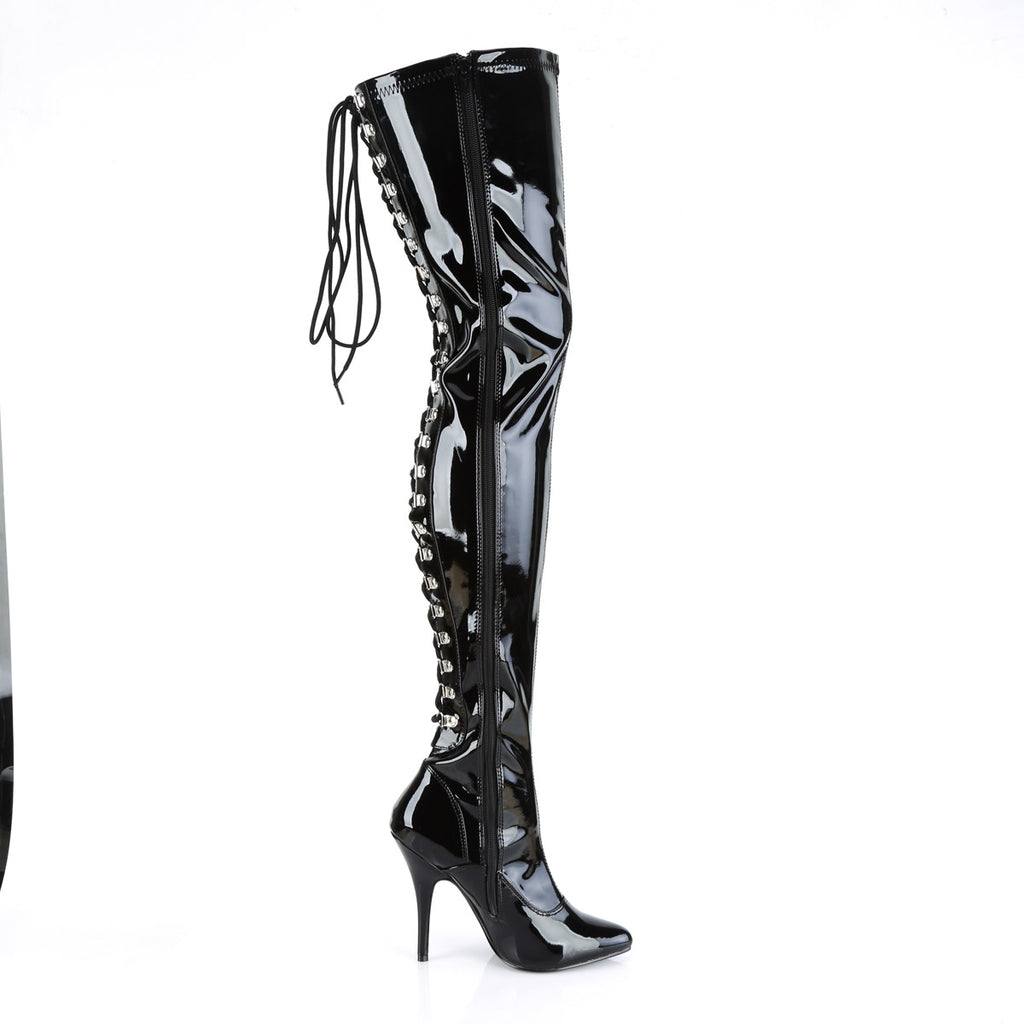Corset Back Slit Lace Stretch Thigh High Stiletto Heel Boots Shoes Pleaser Pleaser SEDUCE/3063