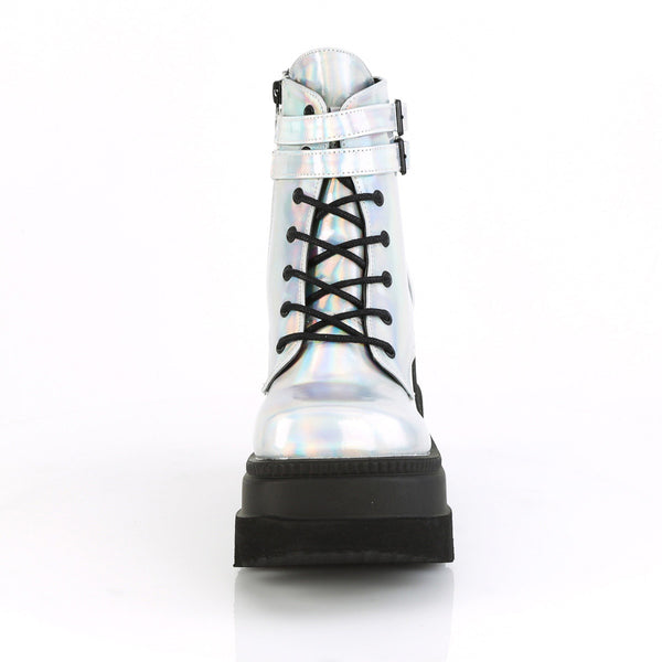 4" Wedge PF Ankle Boot, Side Zip Pleaser Demonia SHAKER/52
