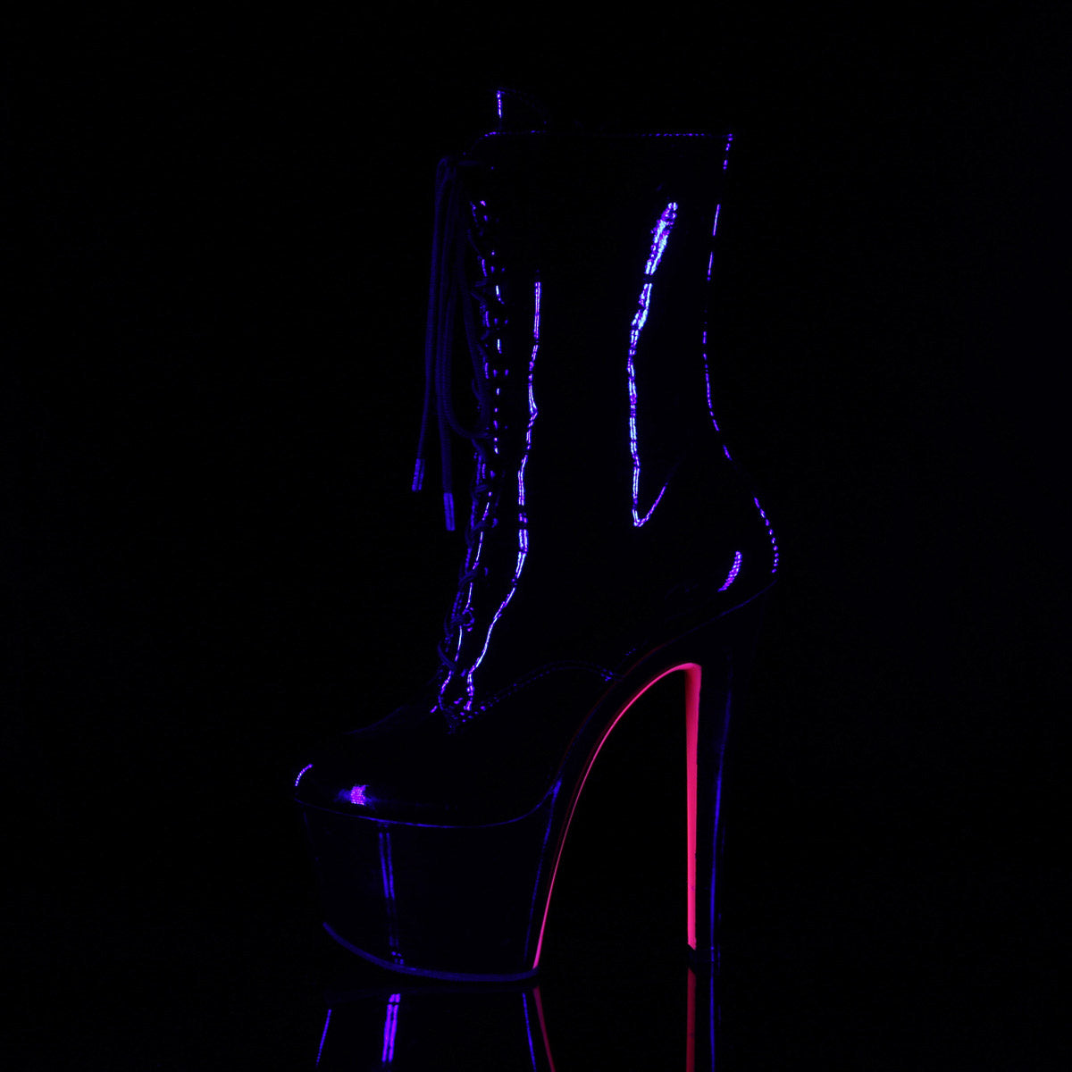 Pleaser Two Tone Lace-up Ankle Boot with 7-Inch Heel and 2 3/4-Inch Platform Secondary image