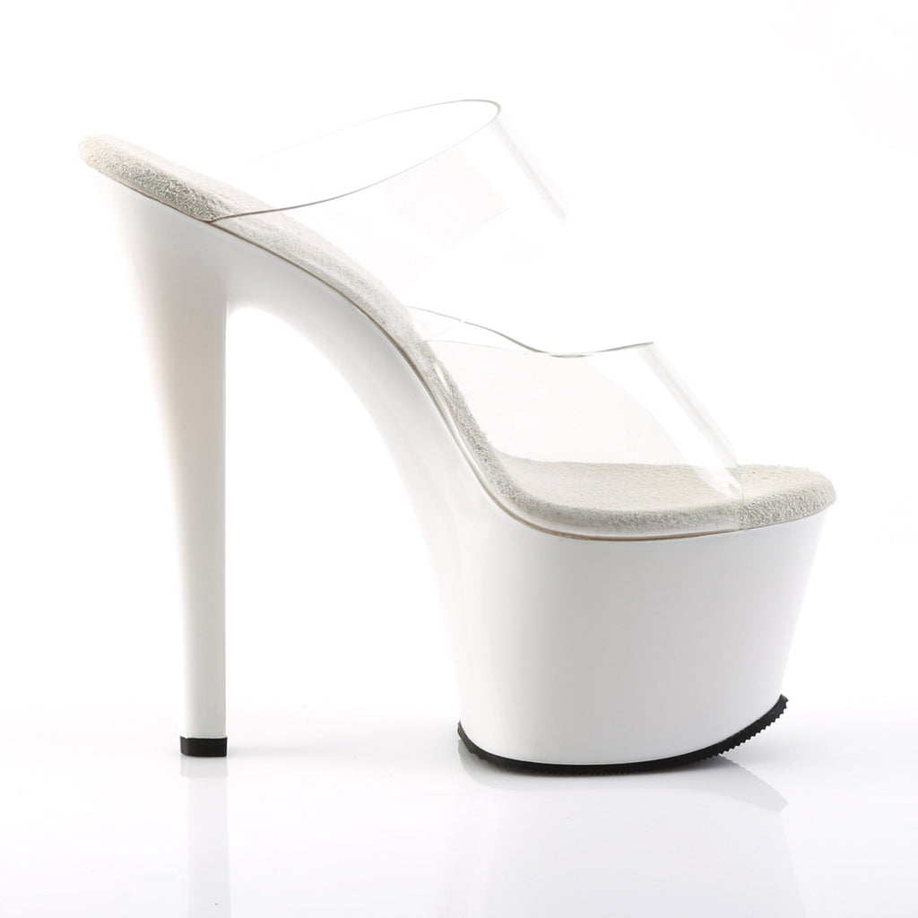 Dual Strap Slide Mule Platform Stiletto Stripper High Heels Shoes Pleaser Pleaser SKY/302