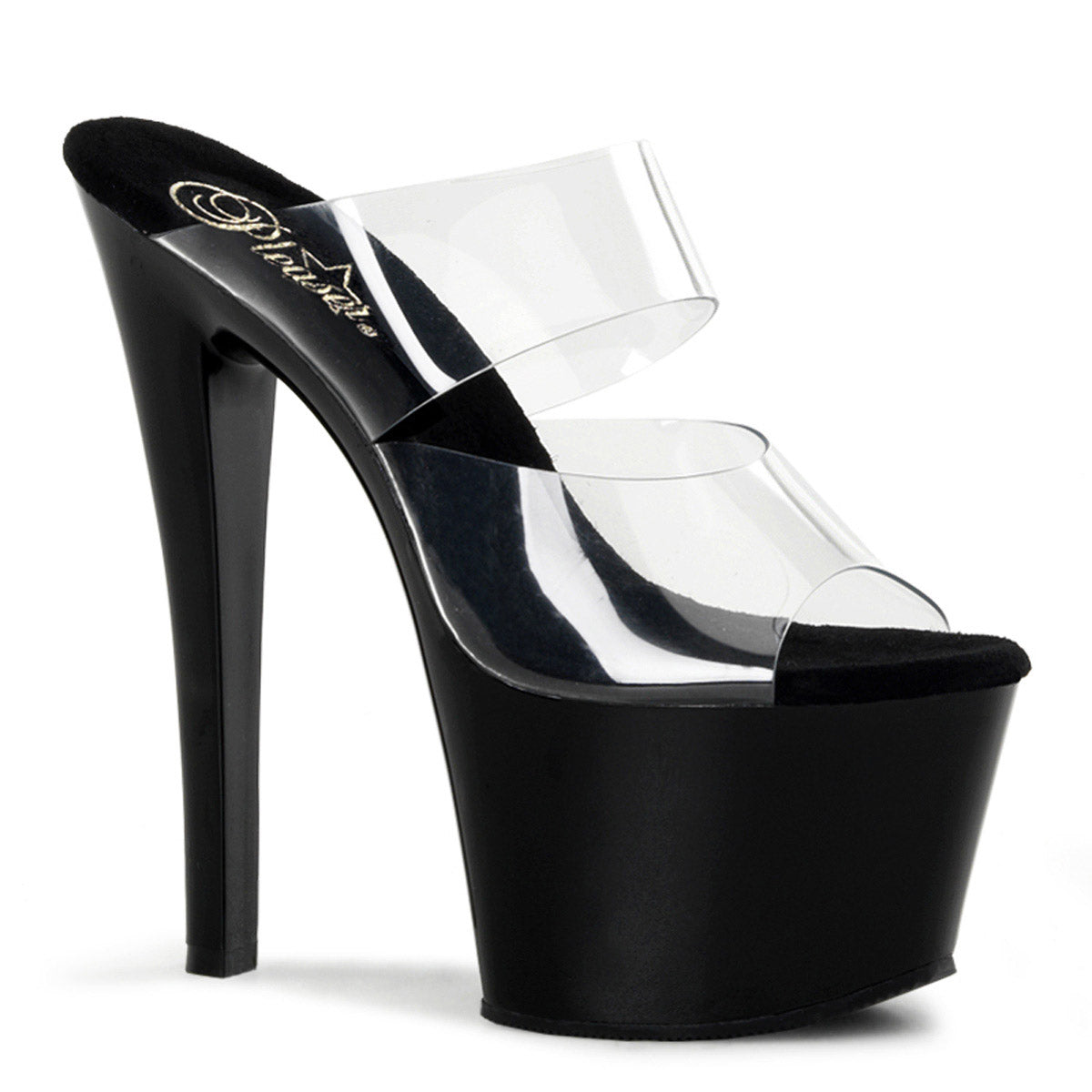 Dual Strap Slide Mule Platform Stiletto Stripper High Heels Shoes Pleaser Pleaser SKY/302 Main image