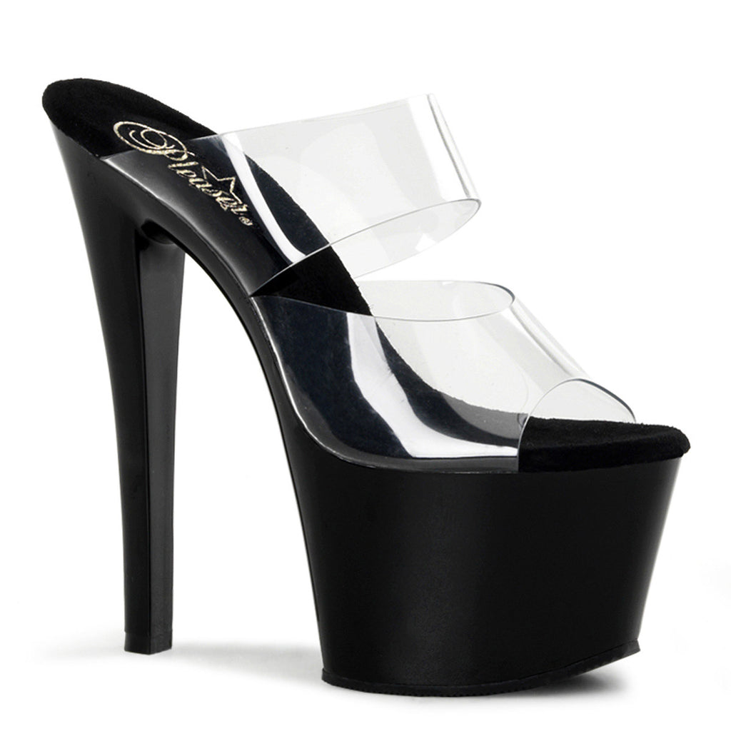 Dual Strap Slide Mule Platform Stiletto Stripper High Heels Shoes Pleaser Pleaser SKY/302