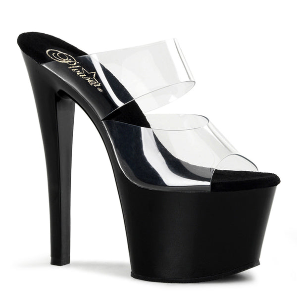 Dual Strap Slide Mule Platform Stiletto Stripper High Heels Shoes Pleaser Pleaser SKY/302