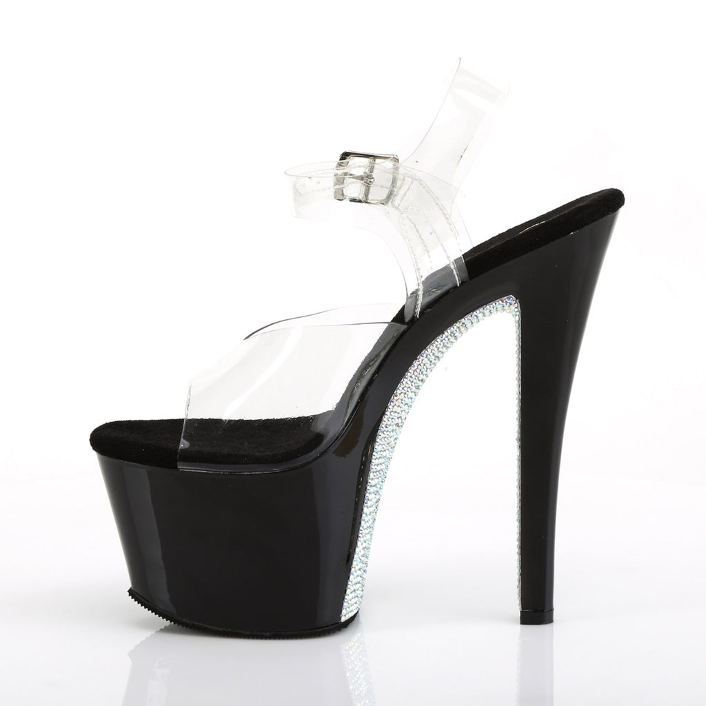 7" Heel, 2 3/4" PF Ankle Strap Sandal Pleaser Pleaser SKY/308CRS