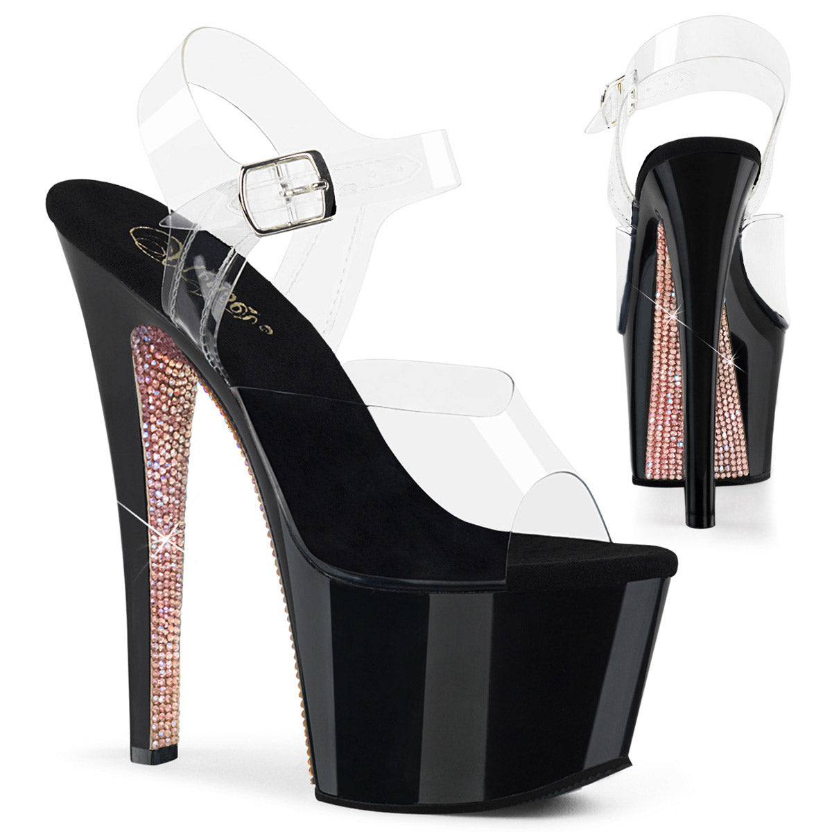 7" Heel, 2 3/4" PF Ankle Strap Sandal Pleaser Pleaser SKY/308CRS Main image